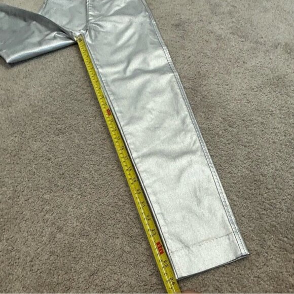 Zara metallic silver liquid foil mid rise slim fit leggings pants Sz XS NWT - Picture 9 of 12